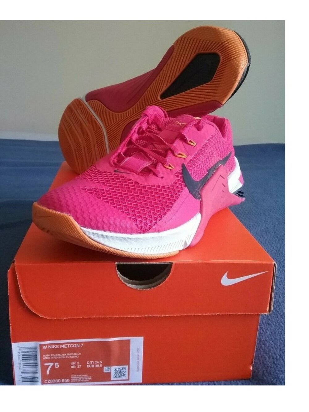 Nike Metcon 7 Workout Gym Run Cross Trainer Pink/Hibiscus/Navy/Blackened Blue